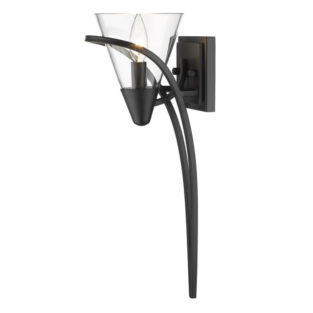 Golden Lighting Olympia Transitional Sconce Matte Black Clear Glass 1 Light Incandescent