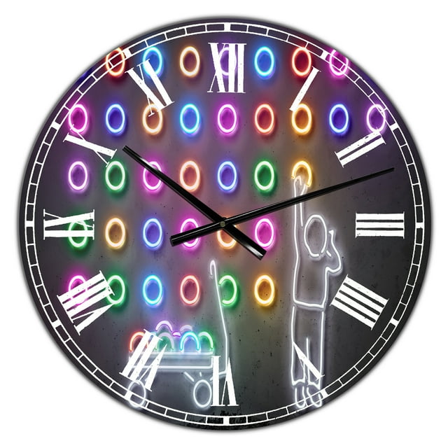 DesignArt Horloge Murale Grande Collection Cercles Néon pour Garçon