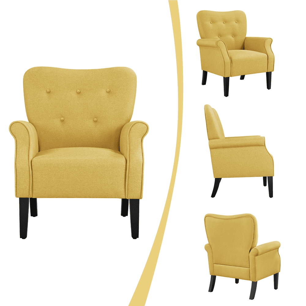 Renwick 2pcs Modern Accent Arm Chair, Yellow