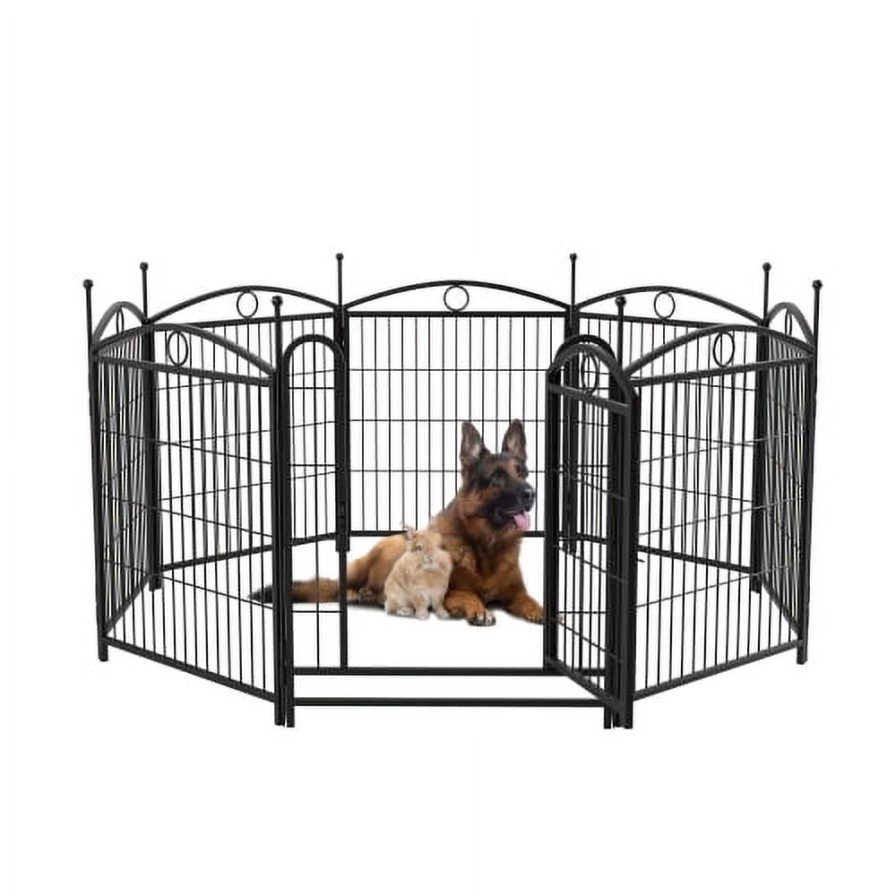 8 Panel Metal Pet Playpen - 32 Inch High Foldable Dog Fence, Rust-Proof, DIY Shape, Outdoor Indoor Play Yard, Black