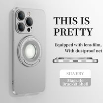 ELEHOLD Magnetic Case for iPhone 15 Pro, Foldable Kickstand Bracket Work with Magnetic Car Mount Lens Film Protection Slim Shockproof Case for iPhone 15 Pro,Silver