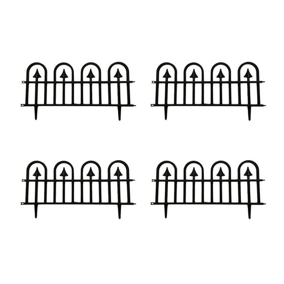 Garden Edging Border 4Pcs Plastic Edgings Garden Picket Fence - Grass Flowerbeds Plant Borders - Decorative Scenery Road Panels - Weather Proof Plastic Garden Fence Garden Fence Border