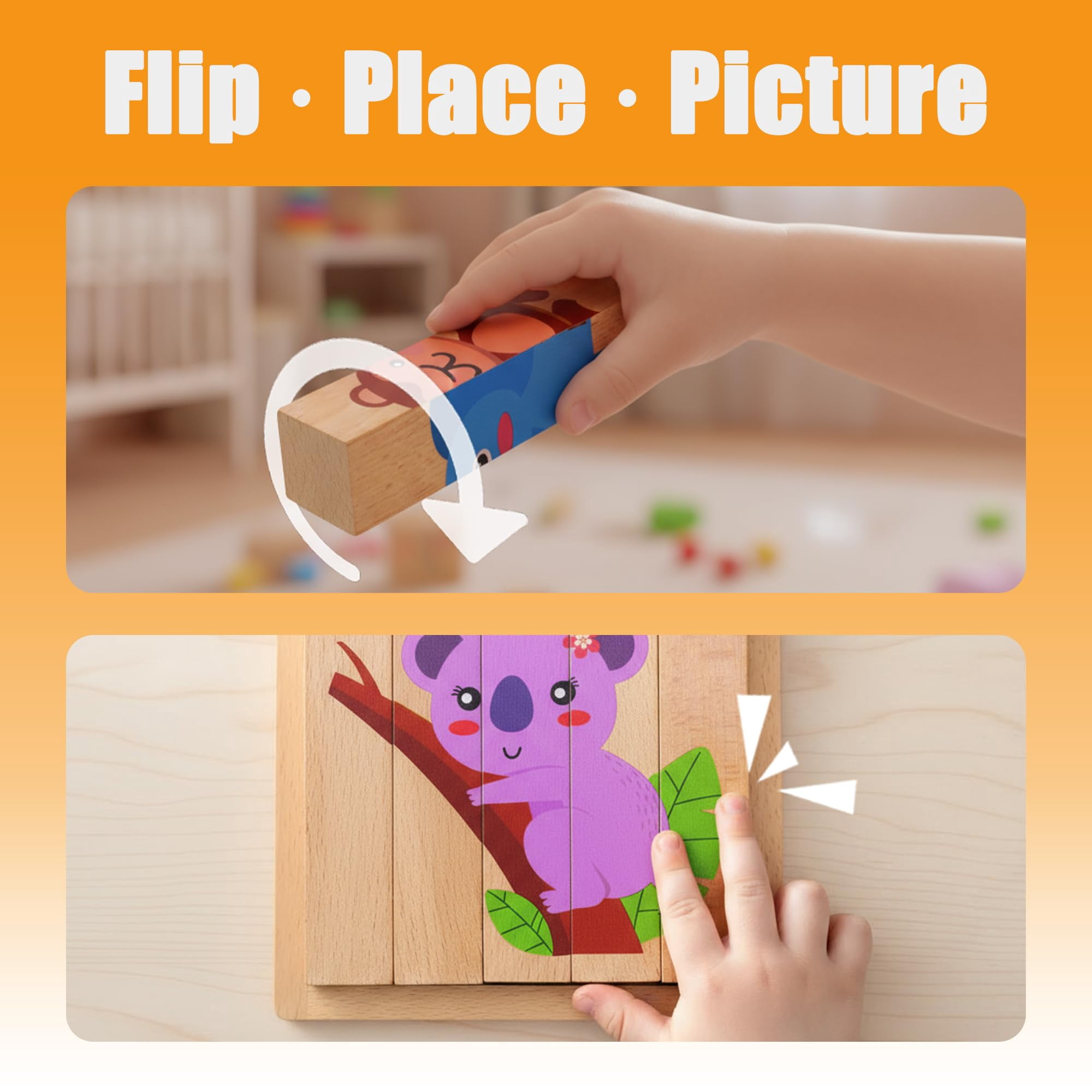 HYPERLIVING 4 in 1 Montessori Wooden Puzzle Toy for Toddlers Ages 2 and Up – Educational Toys for Kids, Toddler Puzzle Toy for Early Learning & Fine Motor Development