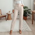 thumbnail image 2 of Fgnfyis Womens Summer Pants High Waist Pleated Detail Streamlined Fit Everyday Basic Solid Color Ankle Trousers Comfortable Women Pants Beige L, 2 of 5