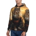 thumbnail image 3 of Uemuo Lakeside Flower Field Cat Pattern Men's Hoodie - Casual Pullover Hoodie with Kangaroo Pocket, Stylish Hooded Sweatshirt for Everyday Wear-Medium, 3 of 7
