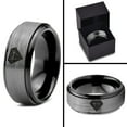thumbnail image 4 of Tungsten Diamond Gemstone Adamantine Isometric Crystal Band Ring 8mm Men Women Comfort Fit Black Step Bevel Edge Brushed Gray Polished, 4 of 4