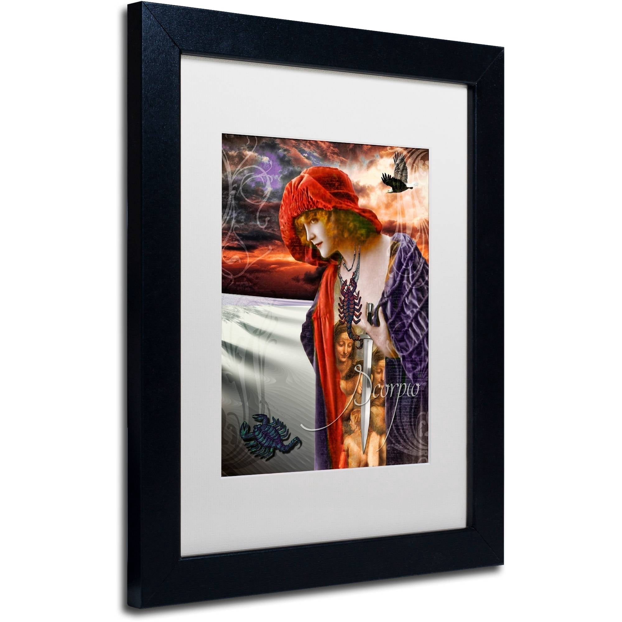 Trademark Fine Art "Art Nouveau Zodiac Scorpio" Canvas Art by Color Bakery White Matte, Black Frame