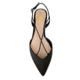 thumbnail image 5 of FSJ Women Closed Pointed Toe Rhinestone Strappy Slingback Flats Adjustable Buckle Sandals Comfortable Dress Shoes Size 9 Black, 5 of 5