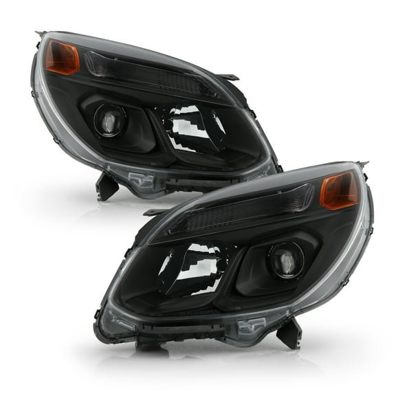 AKKON - Fits 2016-2017 Chevy Equinox SUV [Halogen Type] Projector Black Headlights Pair Driver Left Passenger Right Headlamp