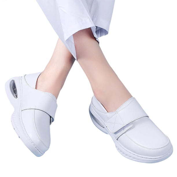 Zapatos Planos Versátiles Médicos Restaurante Loafer Enfermero Liviano Zapato para Mujer Cuero Transpirable