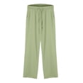 thumbnail image 5 of Green Womens Sweatpants Women's Pure Cotton and Linen Wide Leg Pants Casual Baggy Elastic Waistband with Pockets Fashionable Pants Sweatpants Womens Fashion, 5 of 6