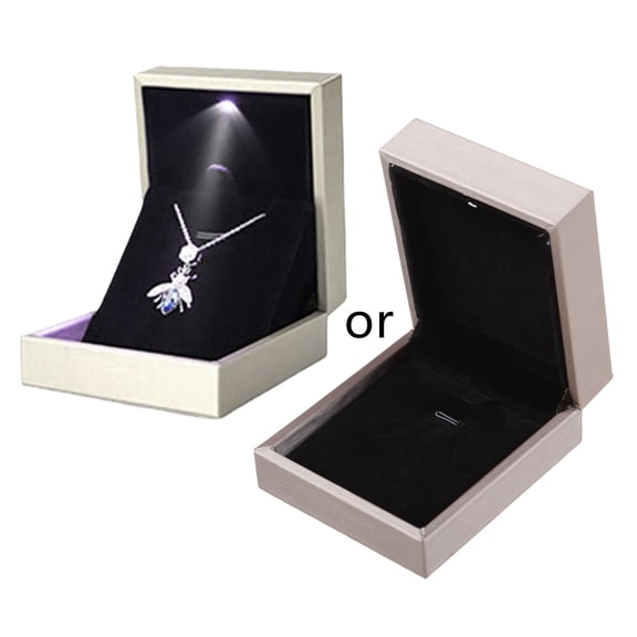 Huhudde LED Light Jewelry Display Bracelet Necklace Wedding Engagement Ring Box Storage for Case Holder