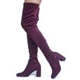 thumbnail image 3 of Velvet Closed Toe - Thigh High Zipper Closure - Chunky High Heel Over The Knee Boot 5.5, 3 of 4