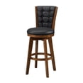 thumbnail image 4 of Core Set of 2 Swivel Barstool Chairs- Brown Wood- Black Faux Leather, 4 of 6