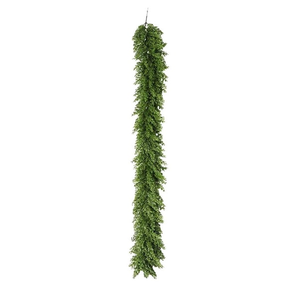 5.9 FT Juniper Christmas Garland - Real Touch Artificial Pine Greenery Garland for Mantle, Wall, Wedding, and Indoor Outdoor Holiday Decor with Faux Olives and Cedar Tips