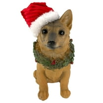 German Shepard Dog with Wreath and Santa Hat Christmas Figurine 5 Inch