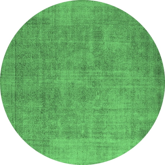 Ahgly Company Indoor Round Oriental Emerald Green Industrial Area Rugs, 6' Round