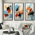 thumbnail image 1 of Designart "Fragile Wisdom Abstract in Blue" Abstract Painting Framed Wall Art Set Of 3 - Blue Modern Frame Canvas Set For Living Room Decor, 1 of 6