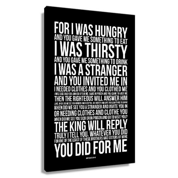 Matthew 25:35-40 Bible Verse Canvas Wall Art, Christian Decor Poster, Print for Bathroom, Kitchen, Modern Decorative Painting for Bedroom Gift