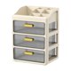 thumbnail image 1 of Organizador de escritorio con cajones, caja de almacenamiento rectangular de plástico multicapa para habitación Marrón cremoso de 3 niveles, 1 of 9