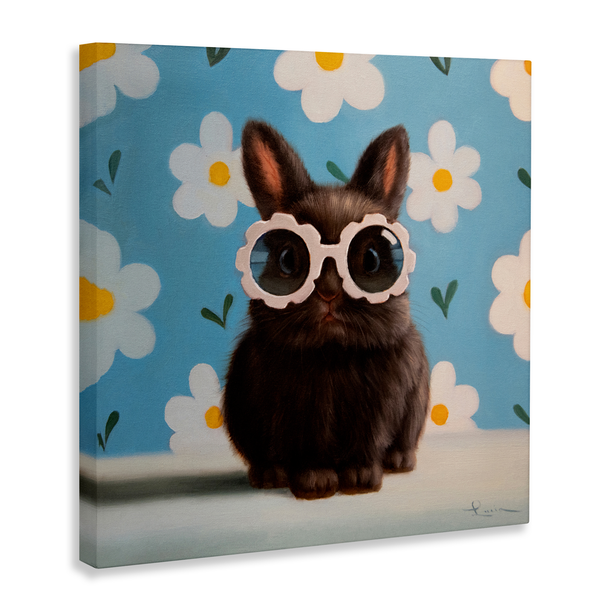 Flower Child Bunny Canvas Wall Art, design by Lucia Heffernan