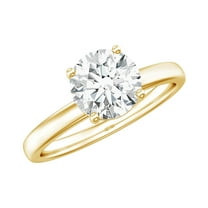 Lab Grown Diamond Solitaire Engagement Ring 7 mm - EF-VS Quality Certified, 10K Yellow Gold, US 6.50