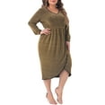thumbnail image 2 of Vestido de fiesta de lentejuelas brillantes para mujer Agnes Orinda, talla grande, de manga larga, con escote en V y estilo tulipán, 2X dorado, 2 of 6