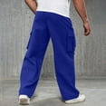 thumbnail image 6 of YUGYXL Mens Drawstring Cargo Pants Trendy Stretch Waist Wide Leg Pants with Multiple Pockets Outdoor Hiking Trousers Blue L, 6 of 9
