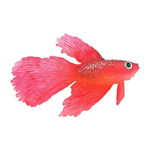 Decoración de tanque de peces de acuario Betta con efecto brillante suave de silicona artificial (rojo)