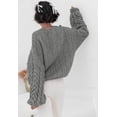 thumbnail image 4 of PRETTYGARDEN Womens Sweaters Spring 2025 Cable Knit Long Sleeve Crewneck Oversized Sweater Chunky Pullover Loose Outfits, 4 of 8