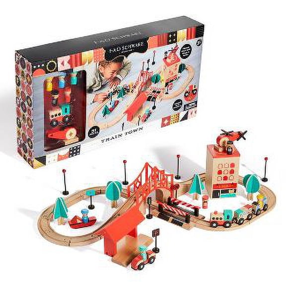 Fao Schwarz Train Town Wooden Track Building Set