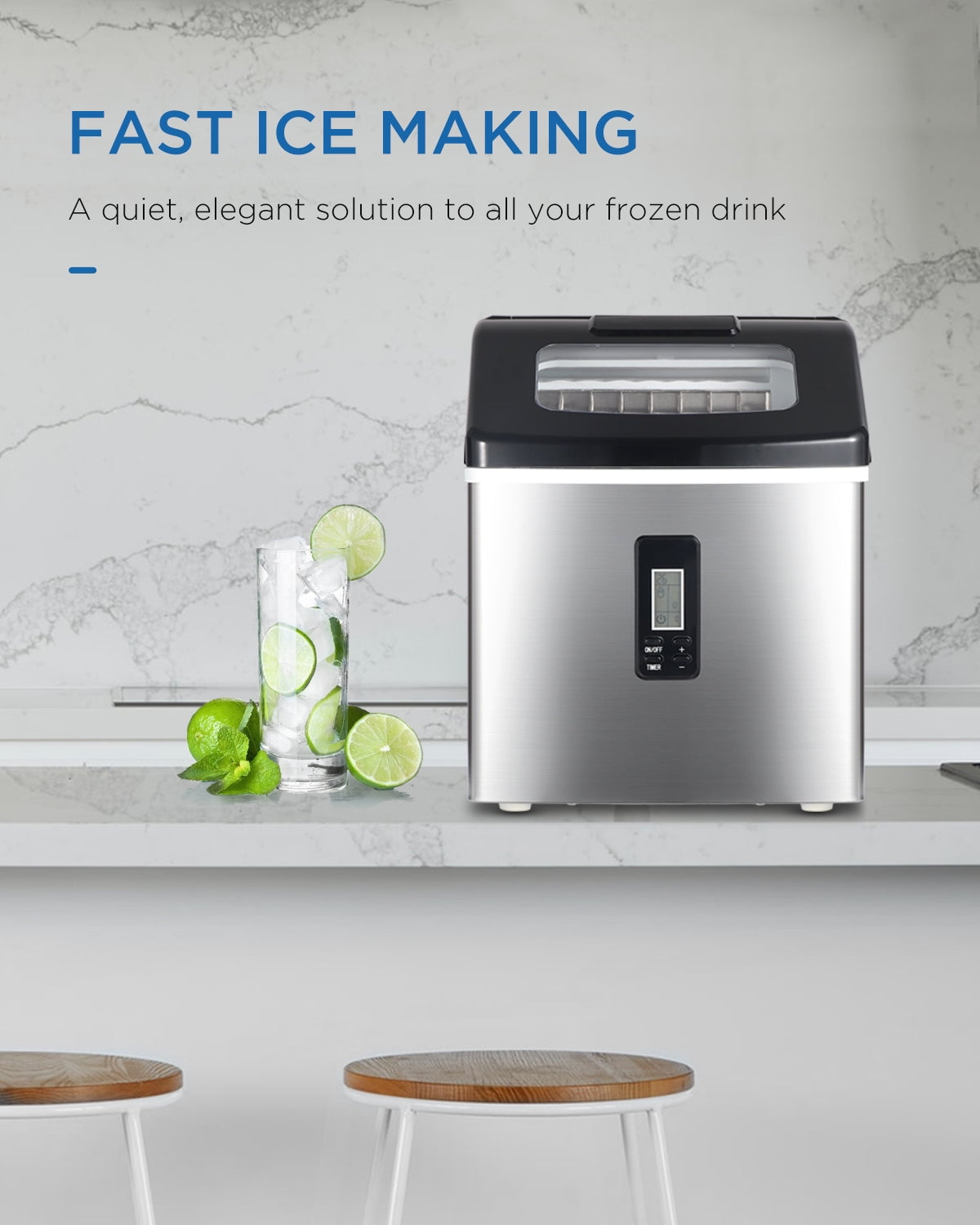 Northair Countertop Ice Maker 40lbs/Day, 24 Cubes in 15 Mins in