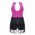 thumbnail image 4 of Alvivi Kids Girls Sequins Tassel Latin Ballet Dance Dress Chacha Rumba Samba Ballroom Dancewear Hot Pink 12, 4 of 7