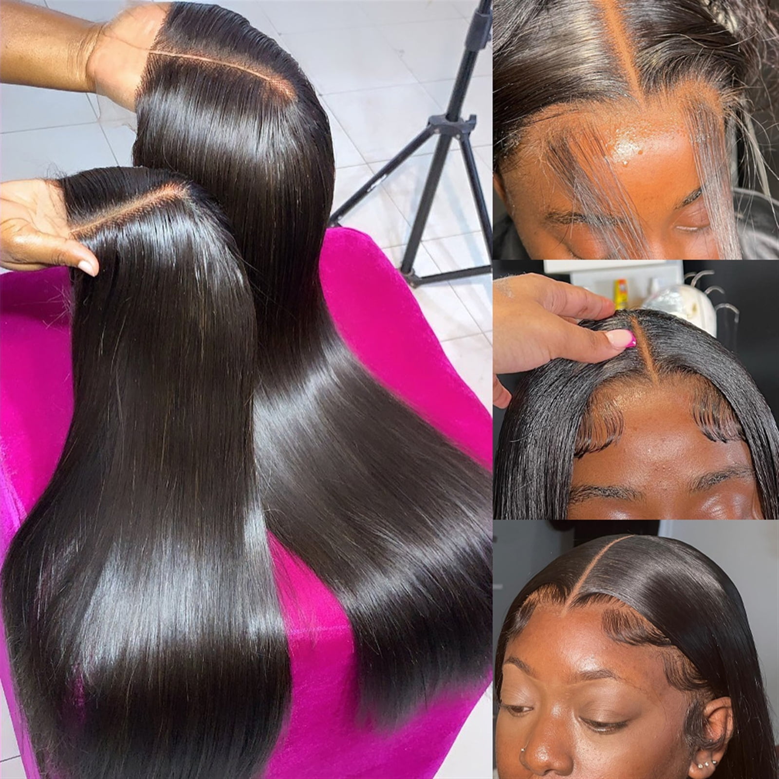 HD Transparent Lace Front Human Hair Wigs for Black Women Bone Straight Lace Frontal Closure Wigs Brazilian Remy Hair Pre Plucked with Baby Hair