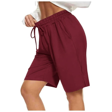 WNVMWI Womens Shorts Young Adult Shorts for Women Juniors Shorts Womens Casual Running Shorts Workout Elastic Waist Athletic Yoga Pants Sports Pockets Pants Casual Shorts Hot Pants Stretchy 4XL