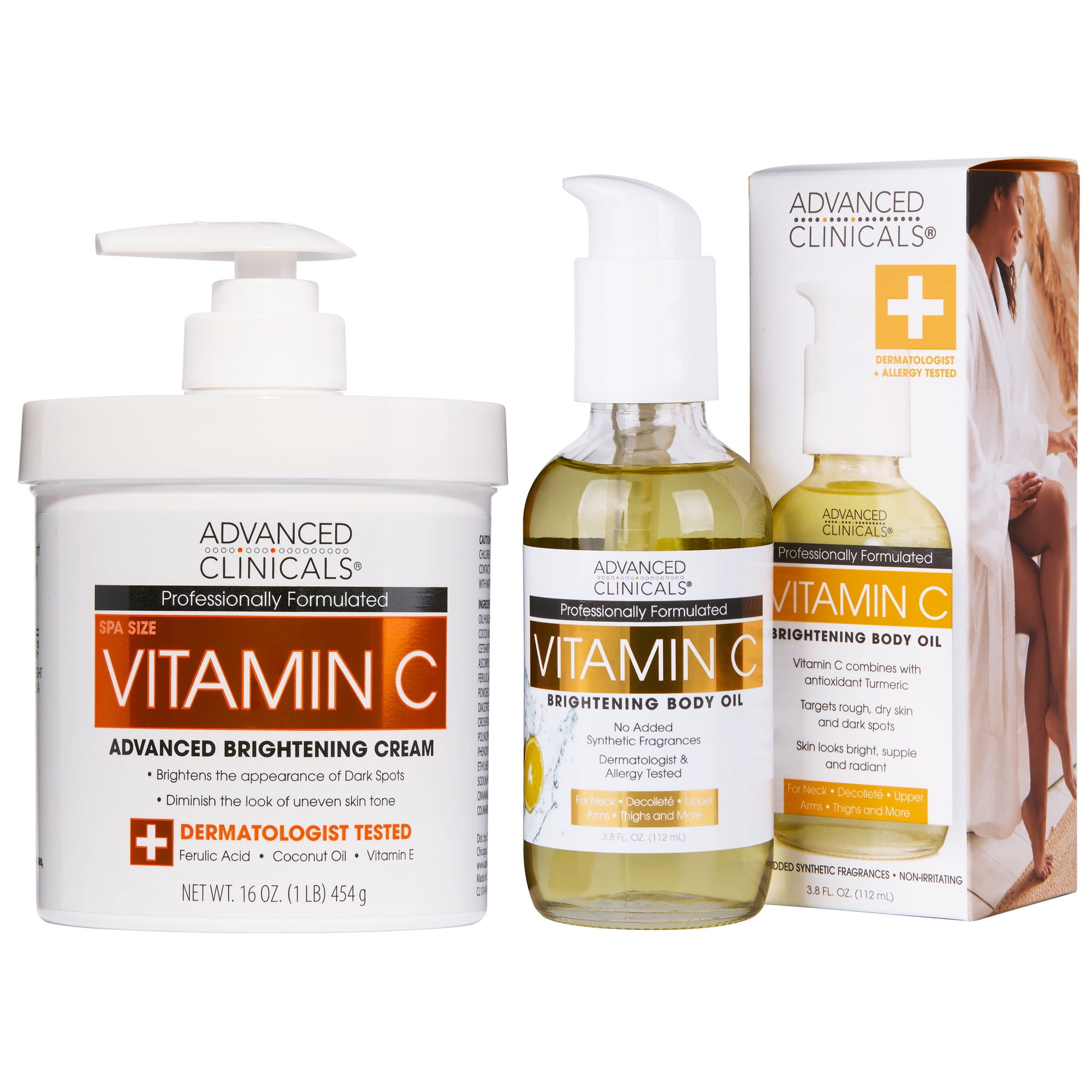 Advanced Clinicals Vitamin C Body Cream & Body Oil - Two Pack