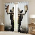 thumbnail image 2 of Homewish Wildlife Deer Blackout Curtains Set of 2 (52x84 Each) for Kids Teens,Jungle Animal Window Curtains,Black Brown Curtains and Drapes,Super Cozy Room Decor, 2 of 6