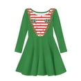 thumbnail image 4 of DISNIMO Girls Green Christmas Tree Dress Kids Long Sleeve Skater Dress Girls School Dance Dresses for Girls 3-4 Years Old Childrens Dresses for Fall Kids Dresses Casual Midi Dress Girls Sun Dress, 4 of 6