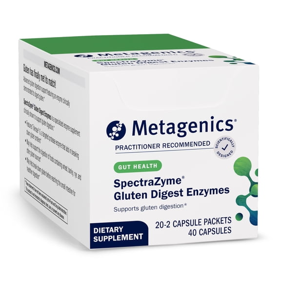 Metagenics SpectraZyme Gluten Digest Enzymes - Digestive Enzyme - Help Digest Wheat, Barley & Rye Grains* - Gut Health Supplement* - Non-GMO, Gluten-Free & Vegetarian - 40 Capsules