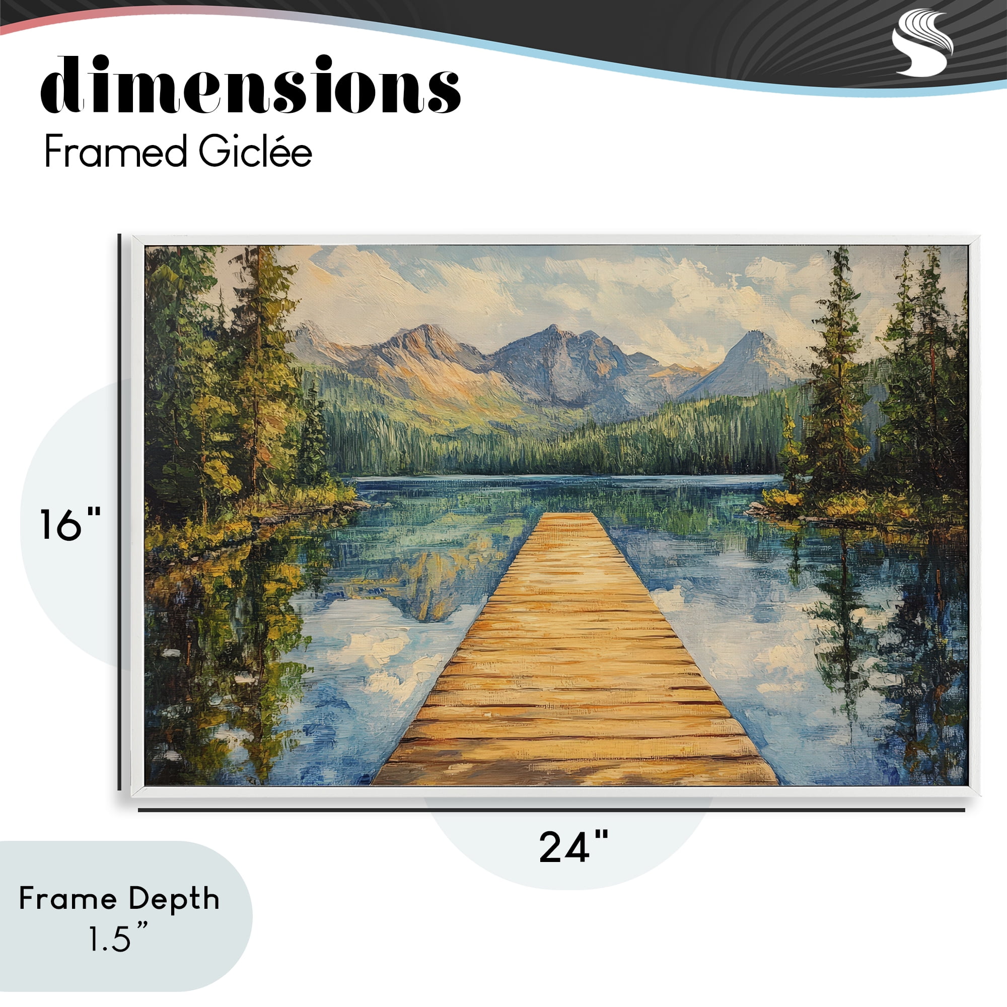 Stupell Industries Dock in The Mountains White Framed Giclee Art, design by Petal Prints Design