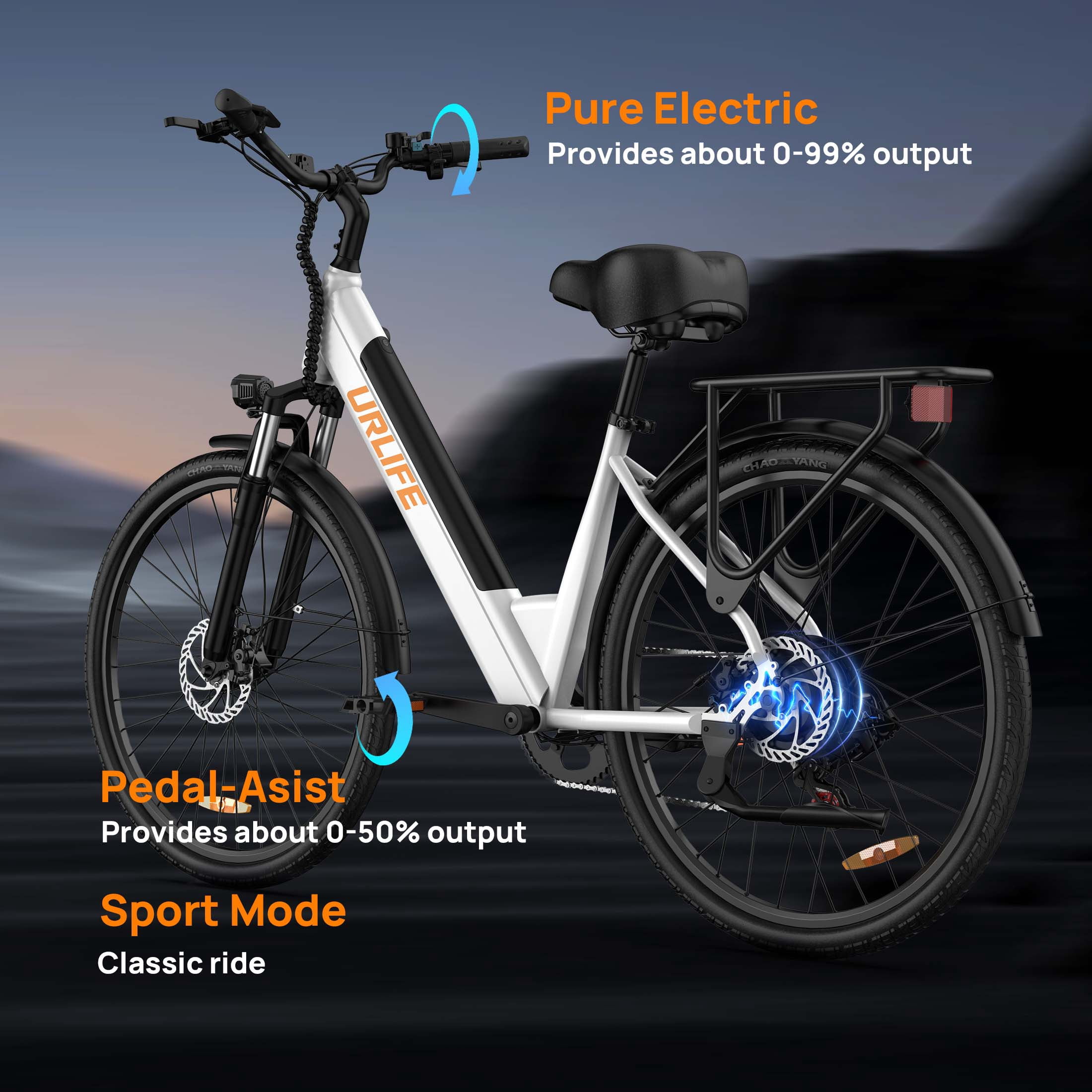 URLIFE 26'' Electric Bike for Adult, 750W Pak Motor, 48V 10.4Ah Removable Battery, Max Range 60Miles & 20Mph Top Speed ,Front Suspension, Shimano 7-Speed City Cmmuting E-Bike