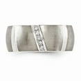 thumbnail image 4 of Two-Tone Titanium Silver Ring Band Wedding Silver Tone Diamond Round, 4 of 7