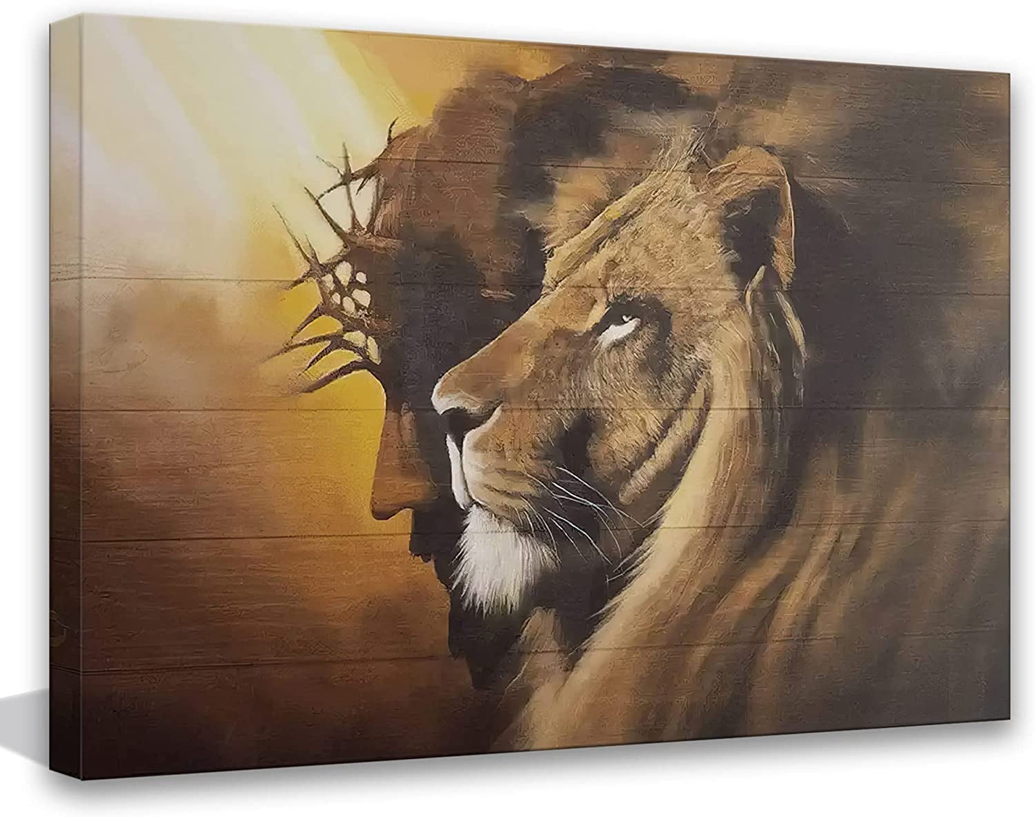 framed lion wall art