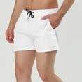 thumbnail image 2 of Pantalones cortos de natación con forro de malde color sólido con cintucon cordón de Color Blanco paHombre 36, 2 of 6