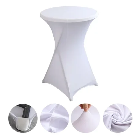 

Cocktail Spandex Table Covers Wedding Party Decoration Cloth High Bar Banquet Hotel Birthday Show Colour Luxury Nice (WHITE 70cm Round 110cm H)