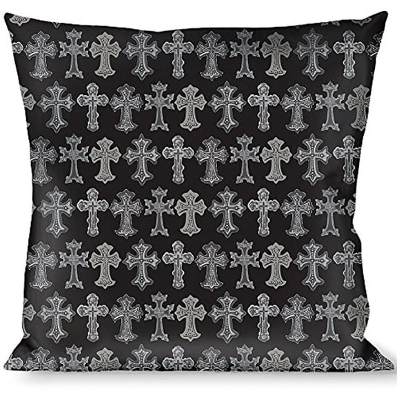 Buckle-Down Throw Pillow - Elegant Crosses Black Grays