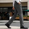 thumbnail image 5 of Dress Pants for Men Slim Fit Mid Rise Business Trousers Stretchy Breathable Slacks Classic Button Closure Office Work Casual Outfits, 5 of 9