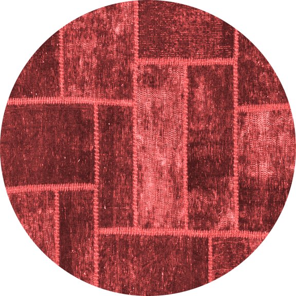 Ahgly Company Machine Washable Indoor Round Patchwork Red Transitional Area Rugs, 4' Round