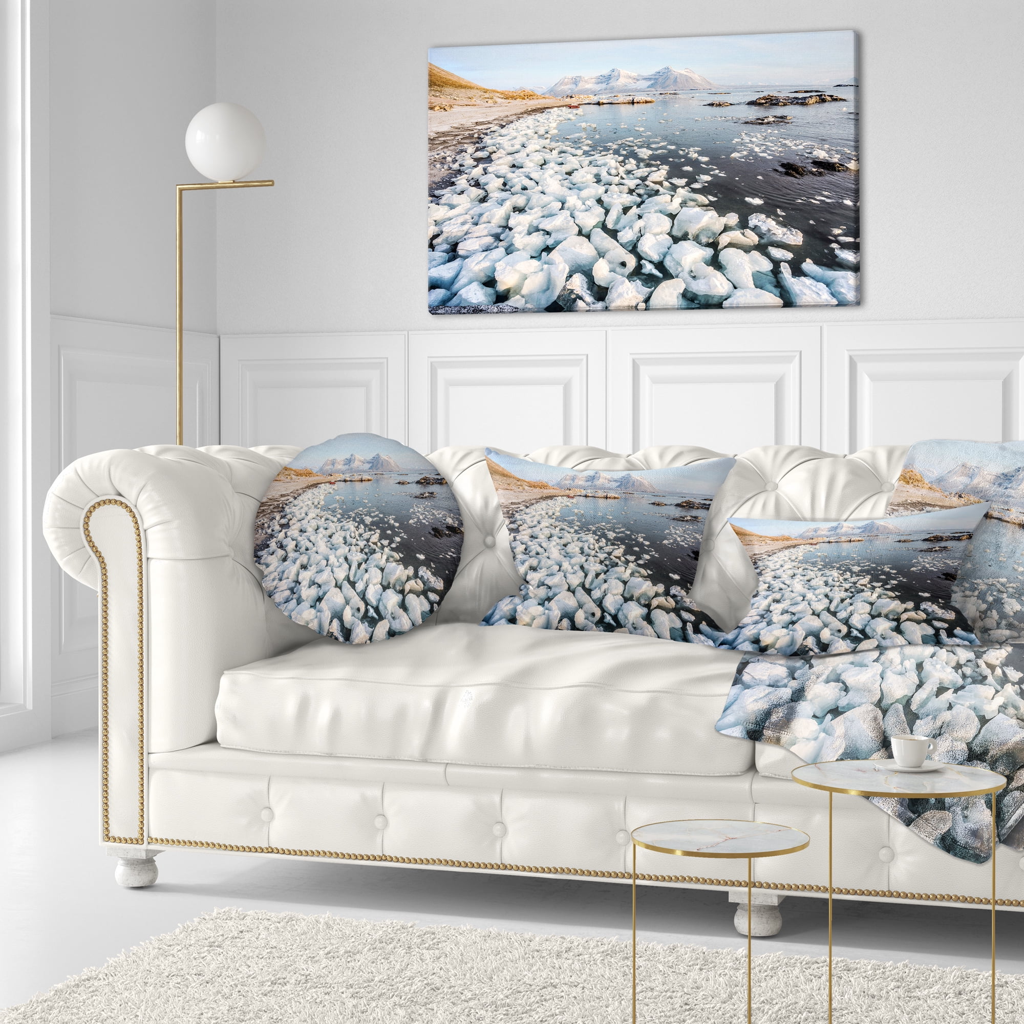 Designart Sunny Morning in Arctic Spitsbergen - Landscape Printed Throw Pillow - 12x20