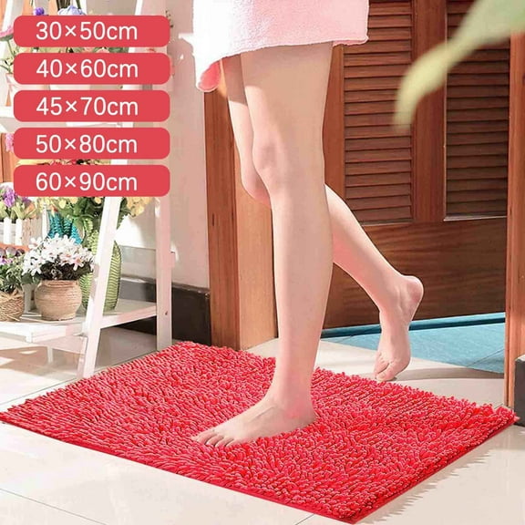 1Pc Bathroom Mat Orange Red Bathroom Carpet Absorbent Bathroom Mat Soft and Comfortable Furry Durable Thickened Bathroom Carpet Machine Washable Reusable Carpet